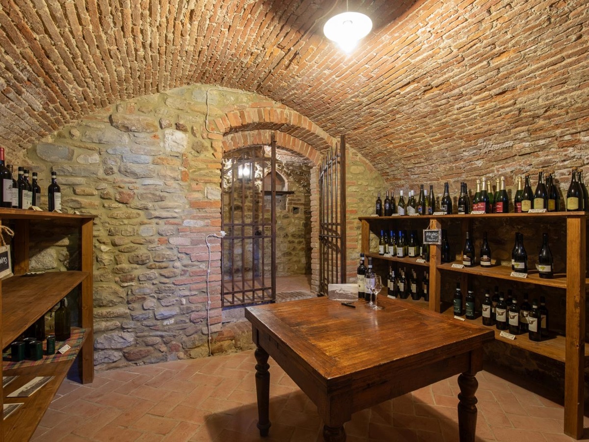 Wine cellar at Villa Giuliana in Tuscany Italy