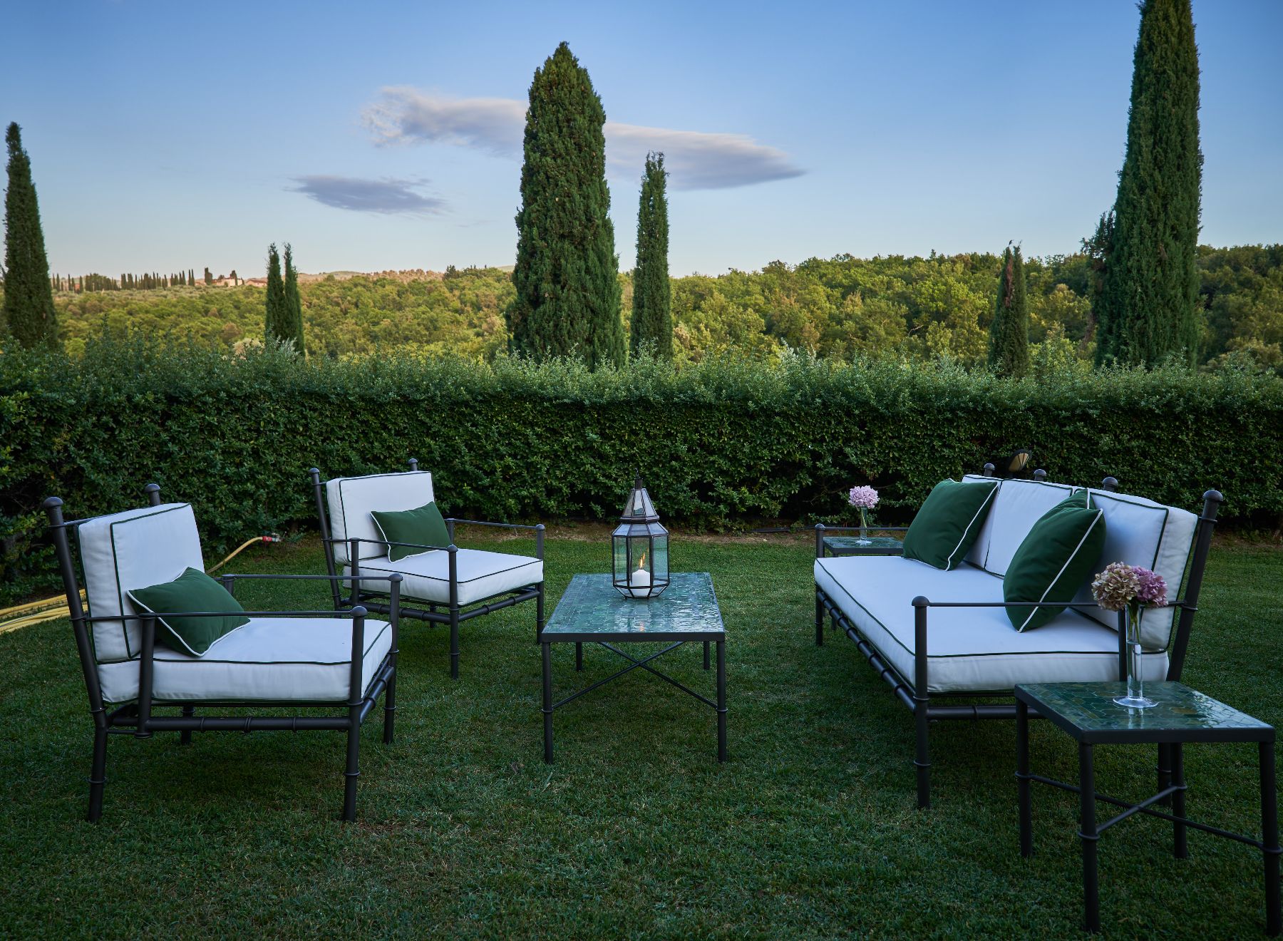 Outdoor seating at Villa Isabella in Tuscany, Italy