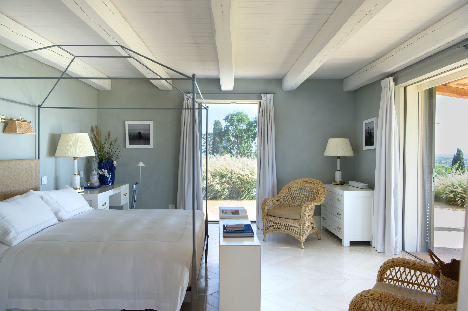 Grey Bedroom at Villa Jacaranda in Tuscany 