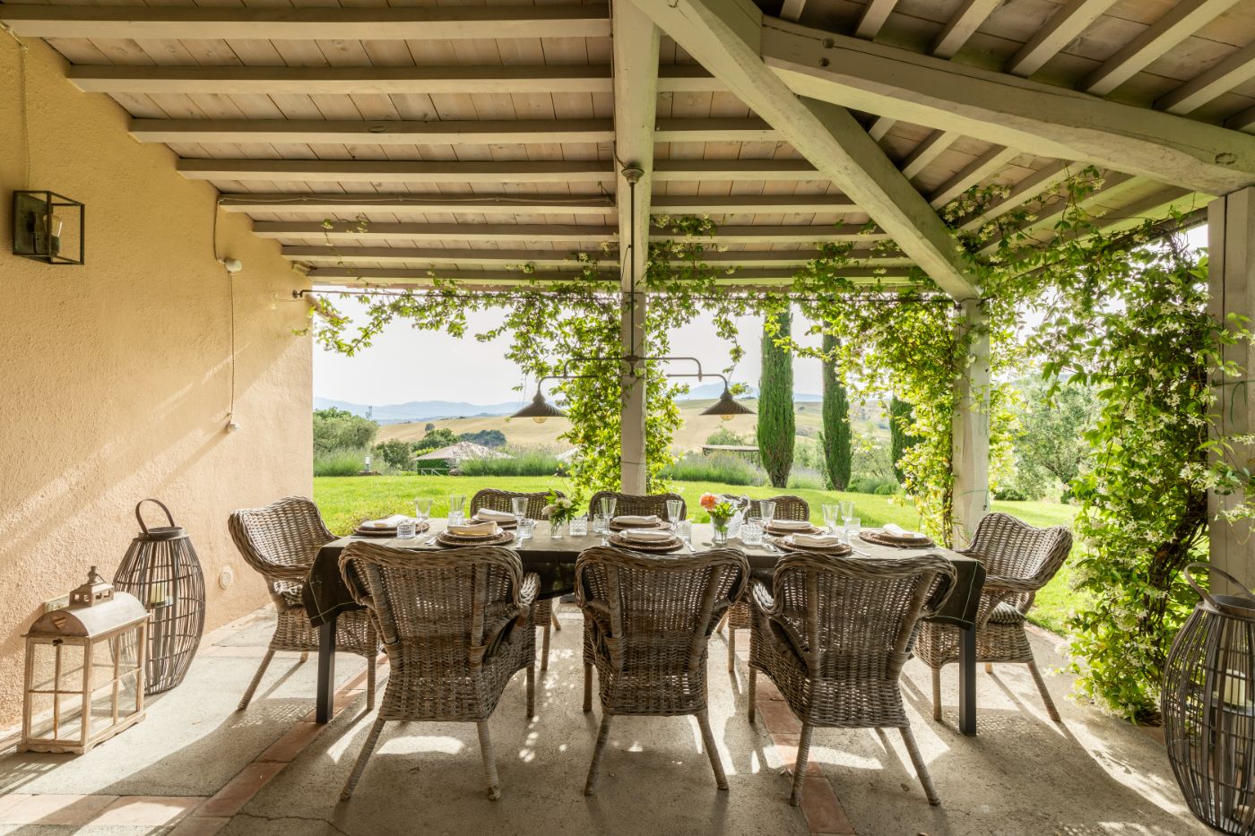 An outdoor dining area at Villa La Checca.