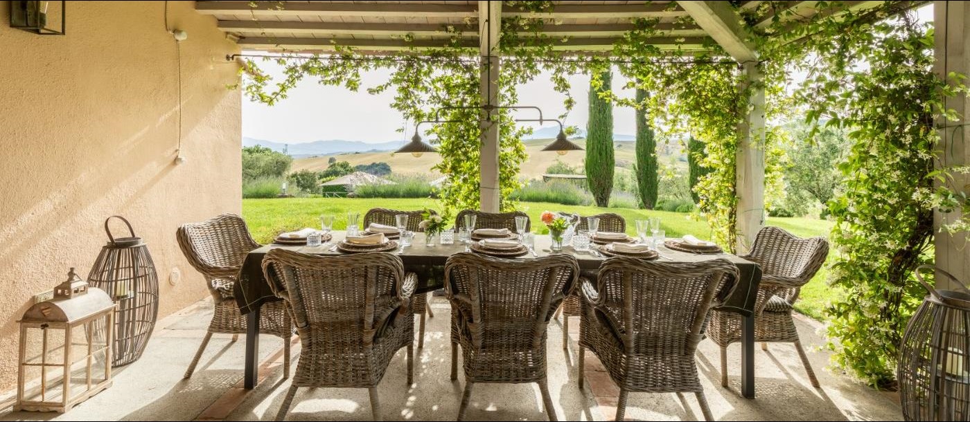 An outdoor dining area at Villa La Checca.