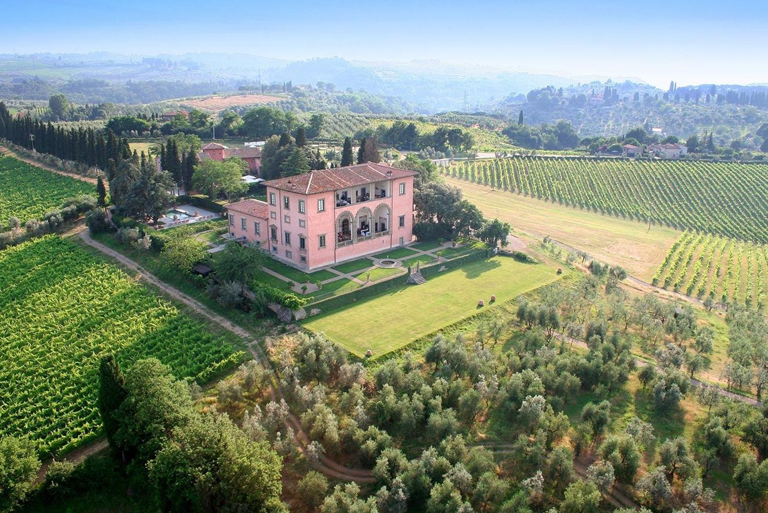 Exterior and grounds of villa machiavelli, tuscany