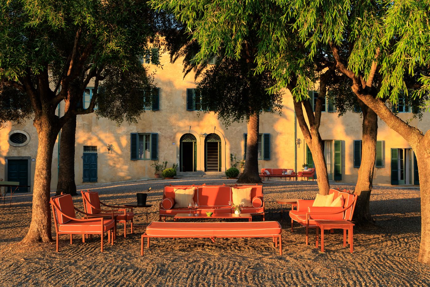 Exterior view of Villa Montecristo and outdoor seating 