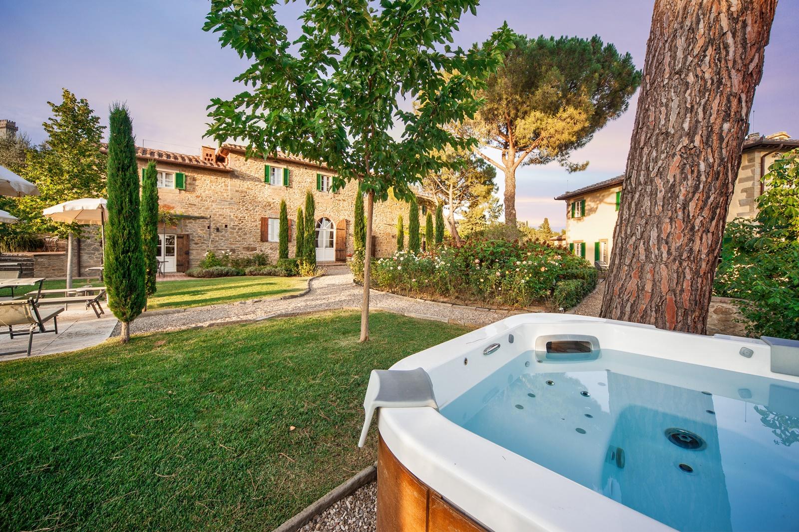 The jacuzzi on the grounds of Villa Nocciola, Tuscany