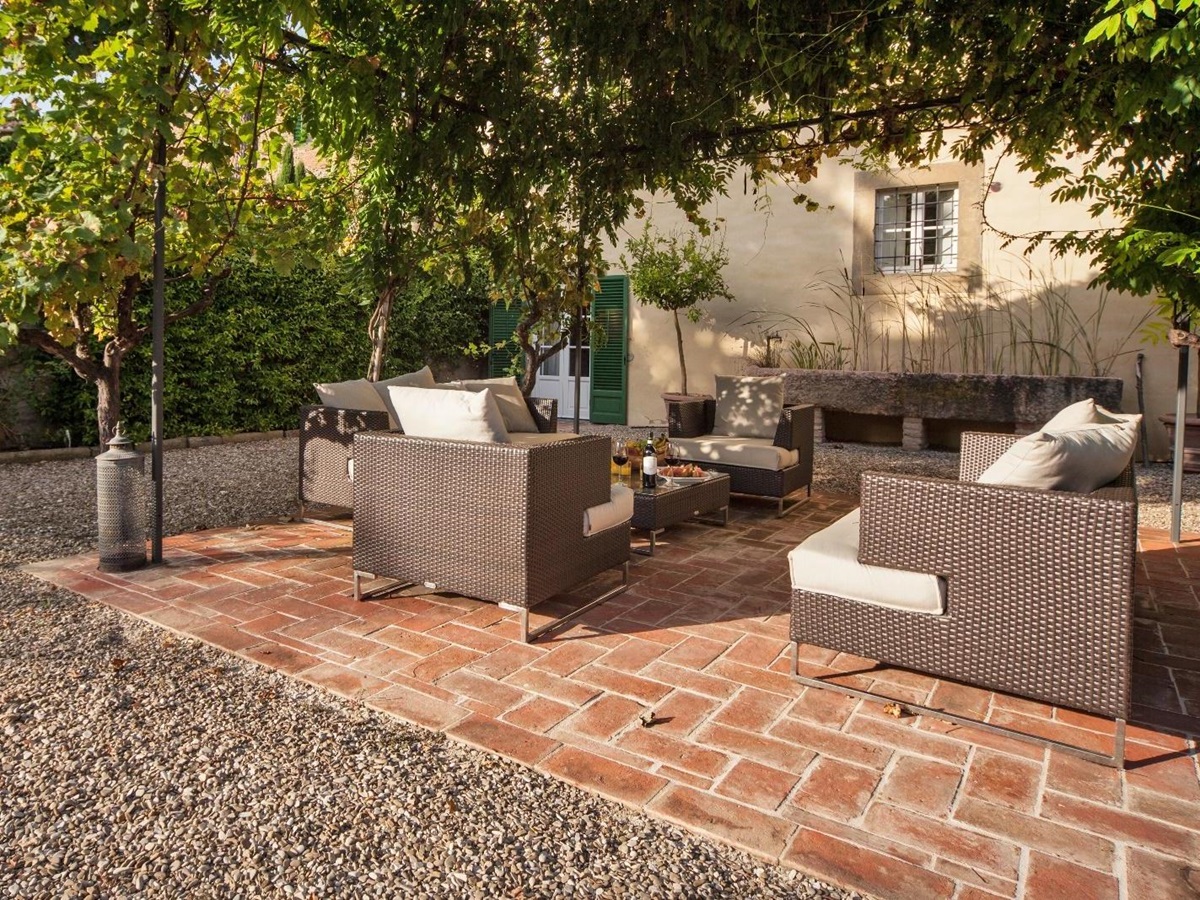 The outdoor patio on the grounds of Villa Nocciola, Tuscany