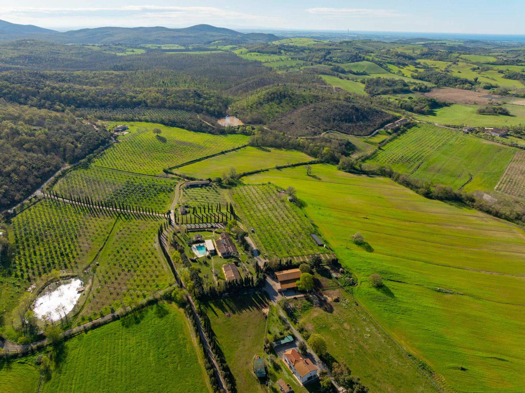Aerial view of Villa Pacetezza in Tuscany