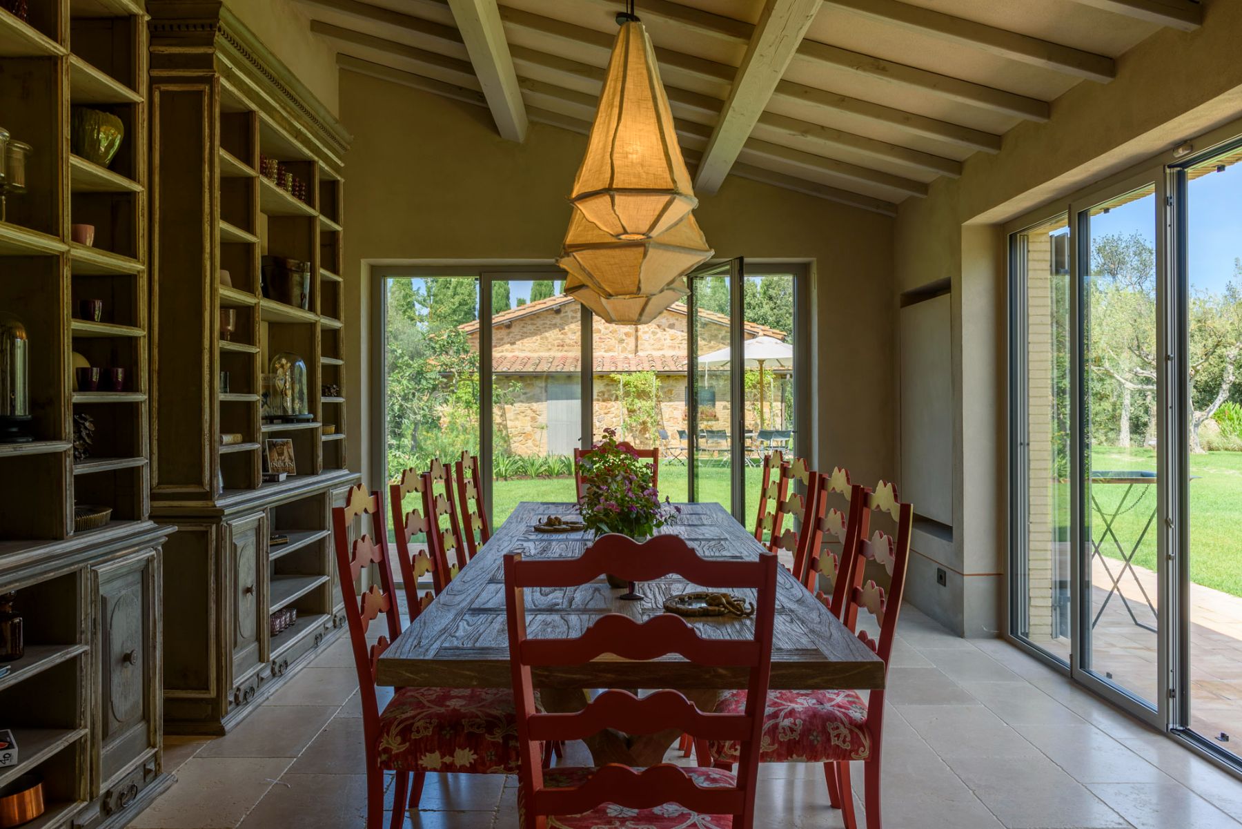 Dining table view at Villa Pacetezza in Tuscany