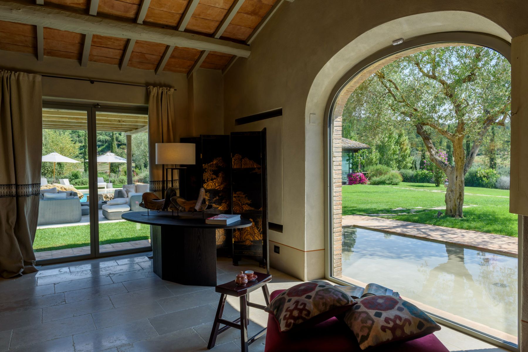 Living room window at Villa Pacetezza in Tuscany