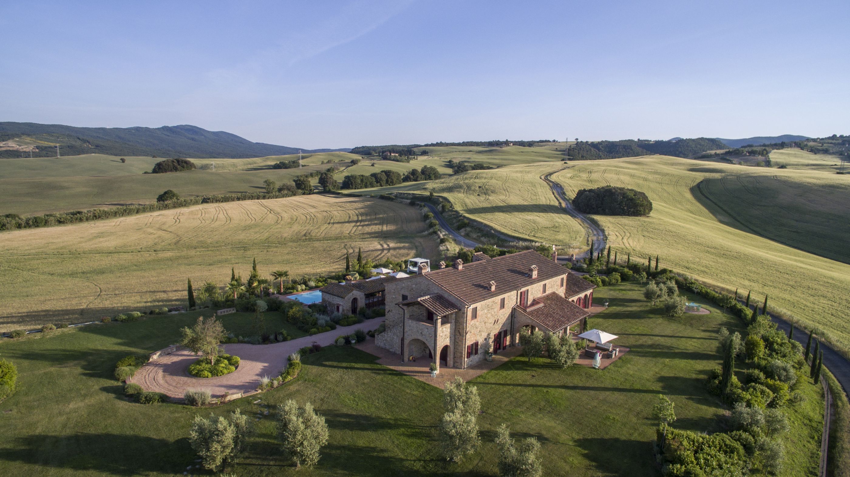 Aerial of Villa Papavero, Tuscany
