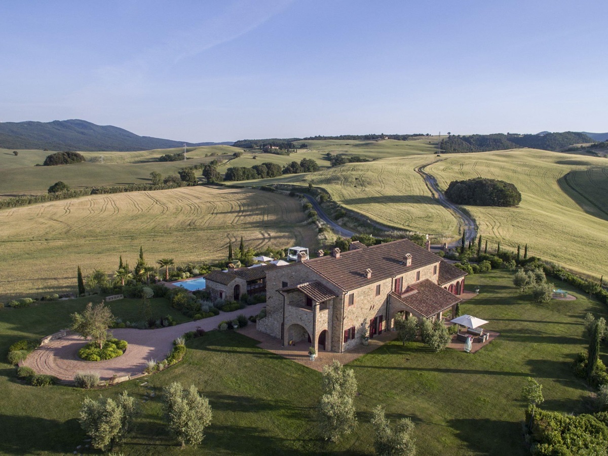 Aerial of Villa Papavero, Tuscany