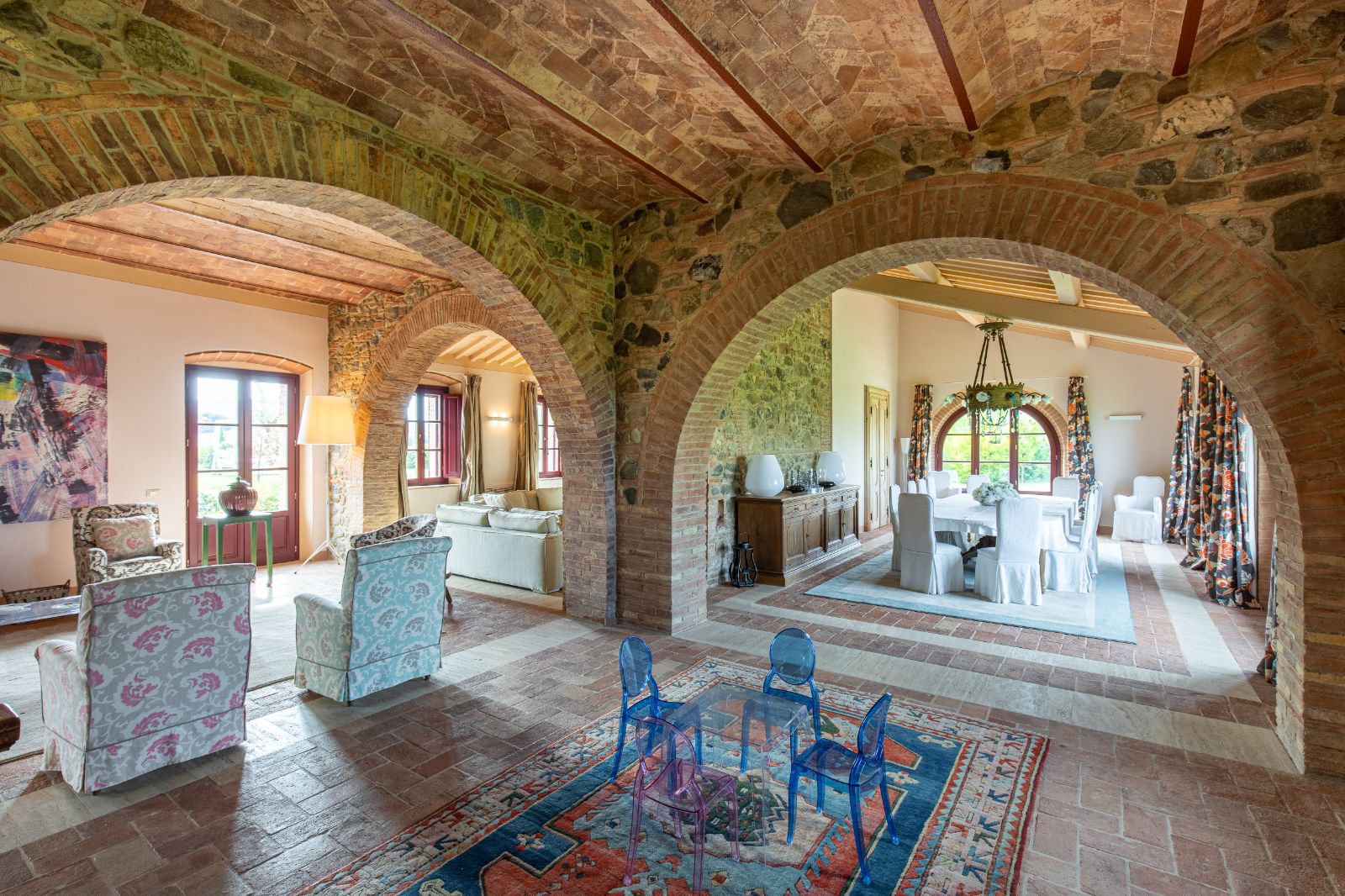 Downstairs at Villa Papavero in Tuscany