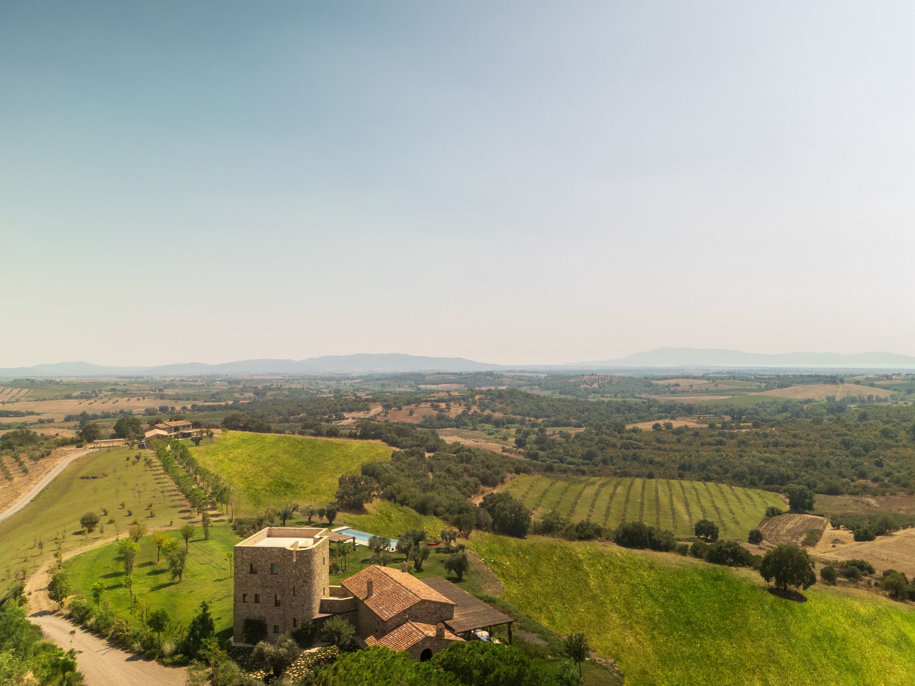 Aerial view at Villa Roccamare in Tuscany