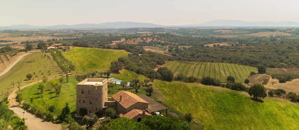Aerial view at Villa Roccamare in Tuscany