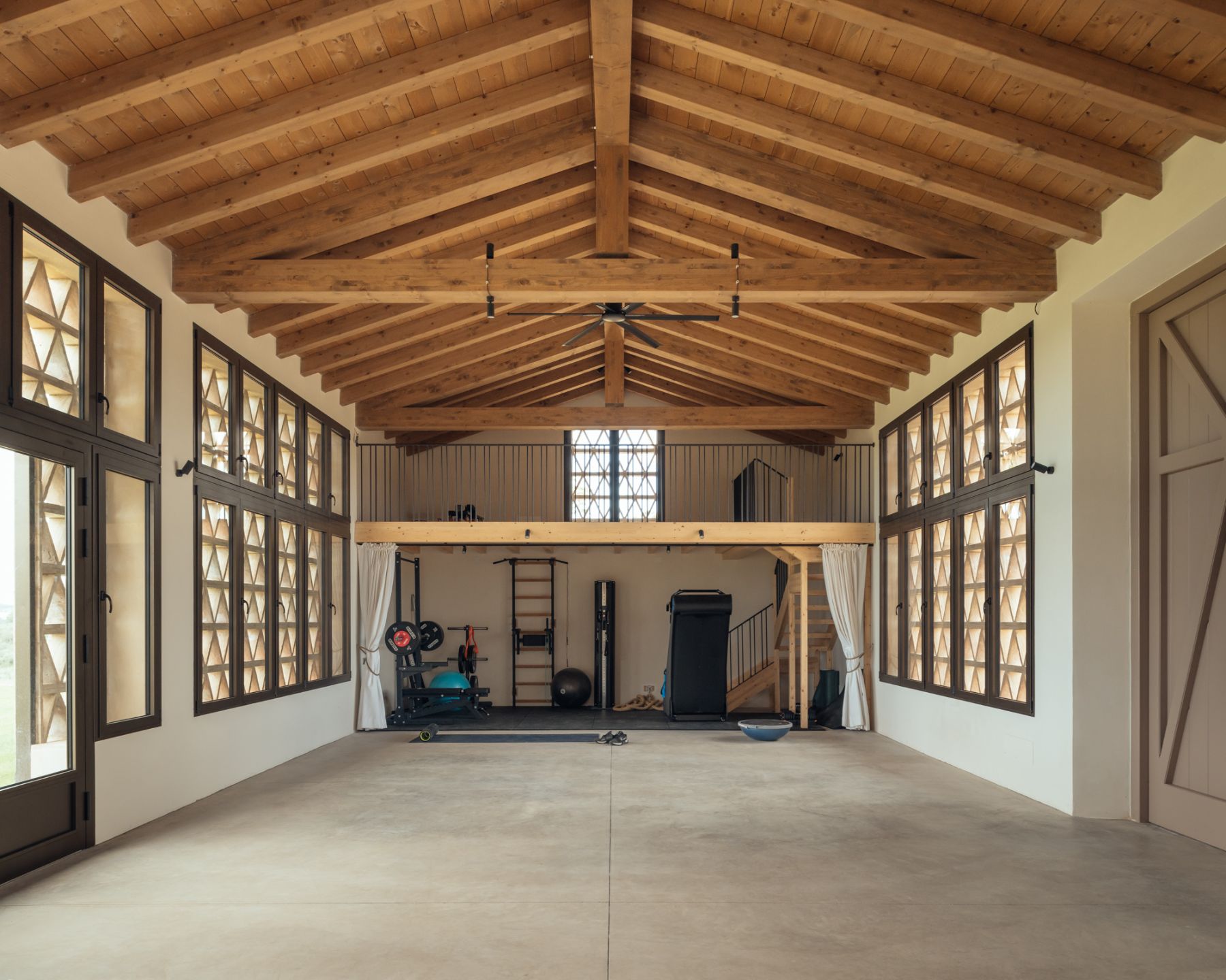 Barn events room and gym at Villa Roccamare in Tuscany