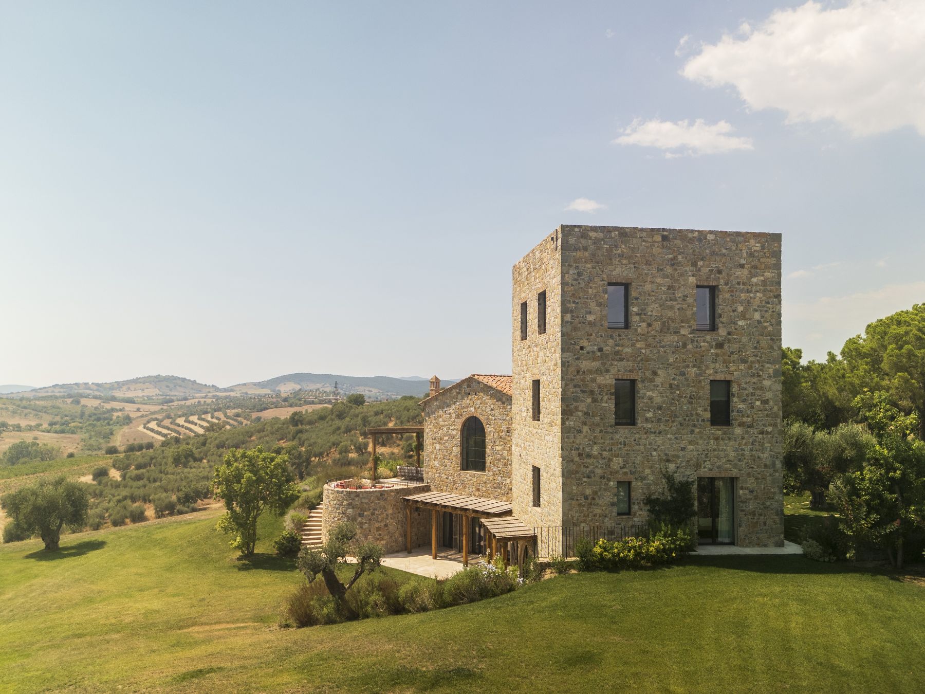 Close up exterior view of main villa at Villa Roccamare in Tuscany