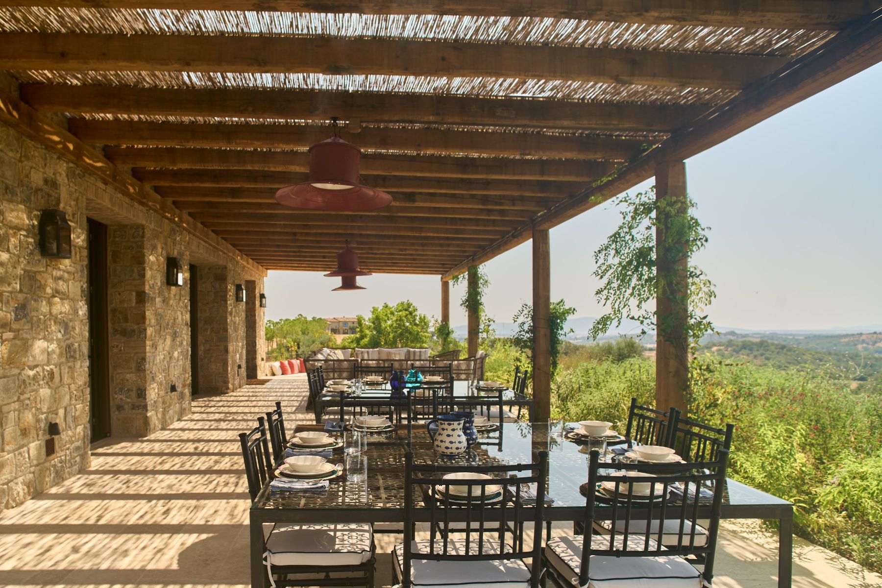 Outdoor dining table at Villa Roccamare in Tuscany