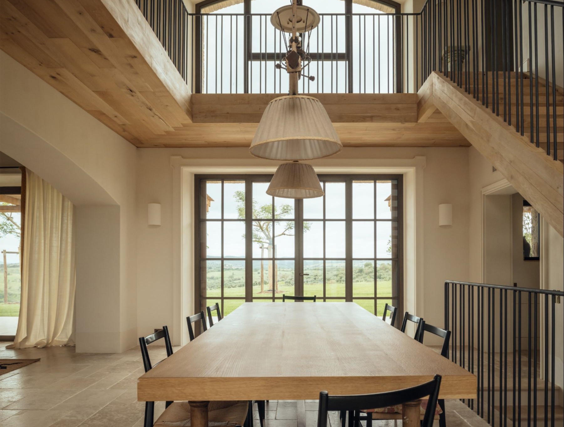 Wooden dining table at Villa Roccamare in Tuscany