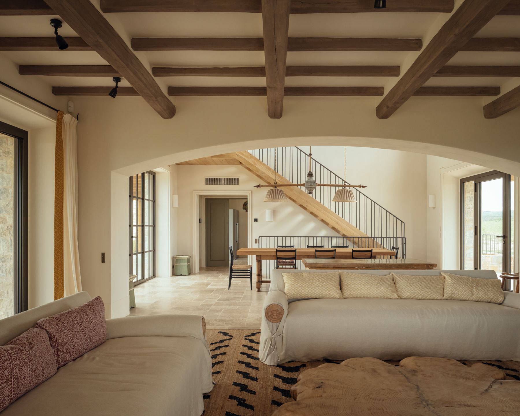 Wooden lounge area at Villa Roccamare in Tuscany