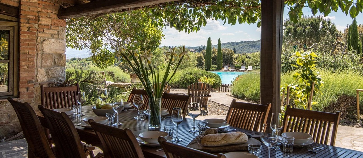 Outdoor dining at Villa San Barberino, Tuscany