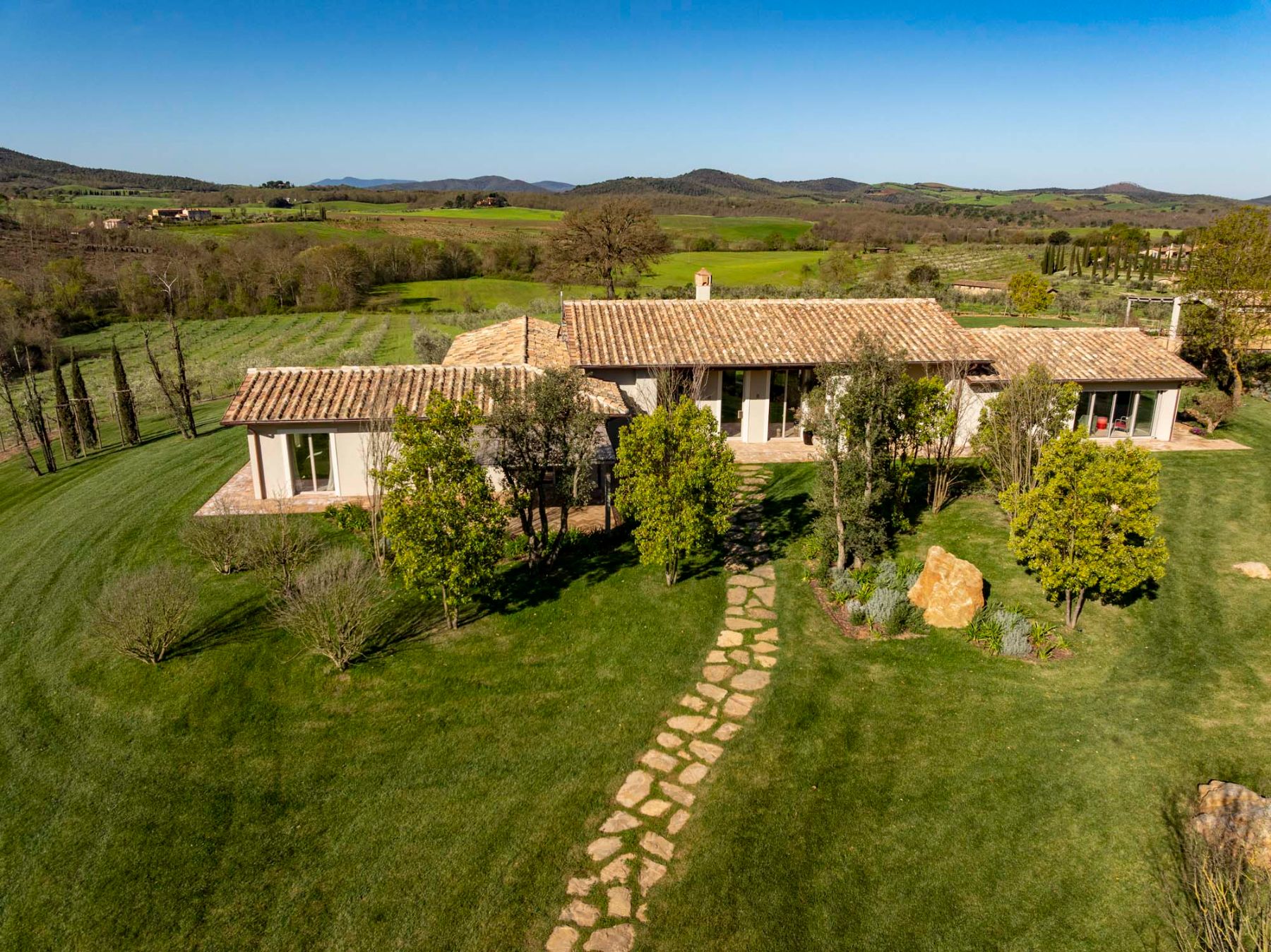 Aerial view of Villa Tenerezza in Tuscany