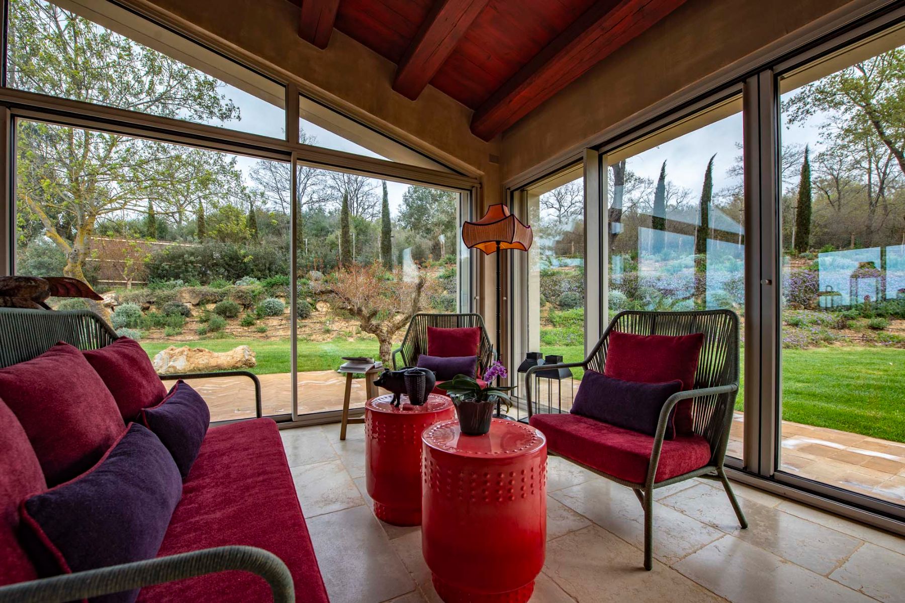 Conservatory seating area at Villa Tenerezza in Tuscany