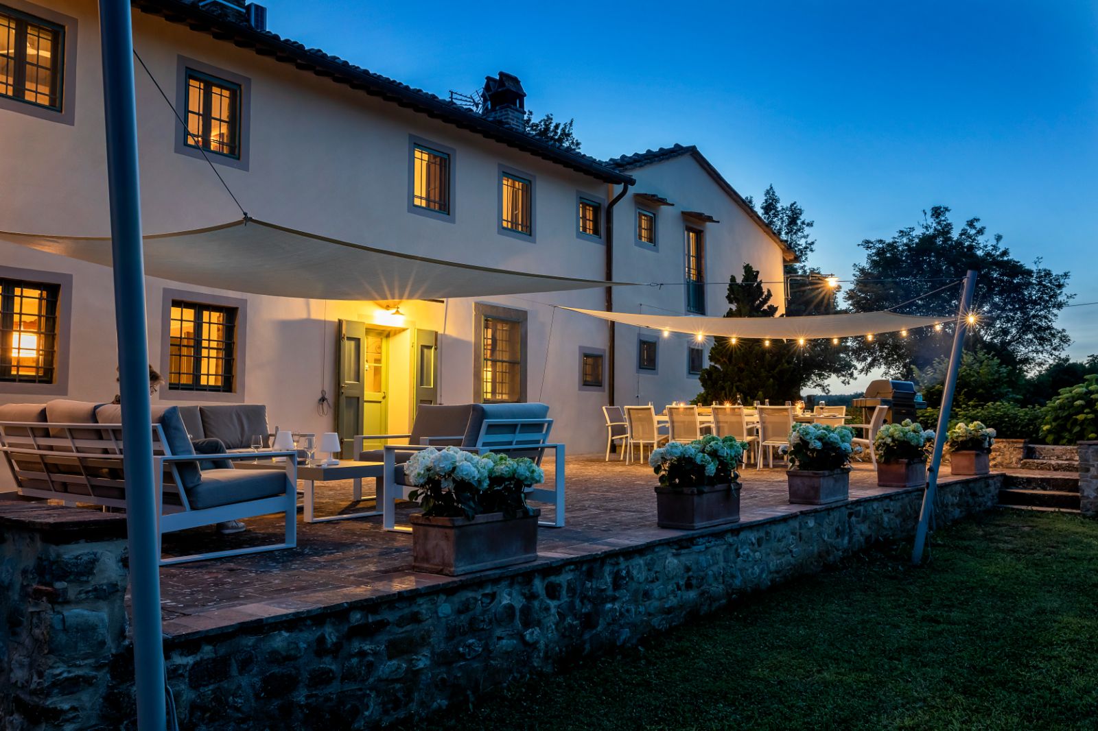 Evening Exterior at Villa Tuori in Tuscany