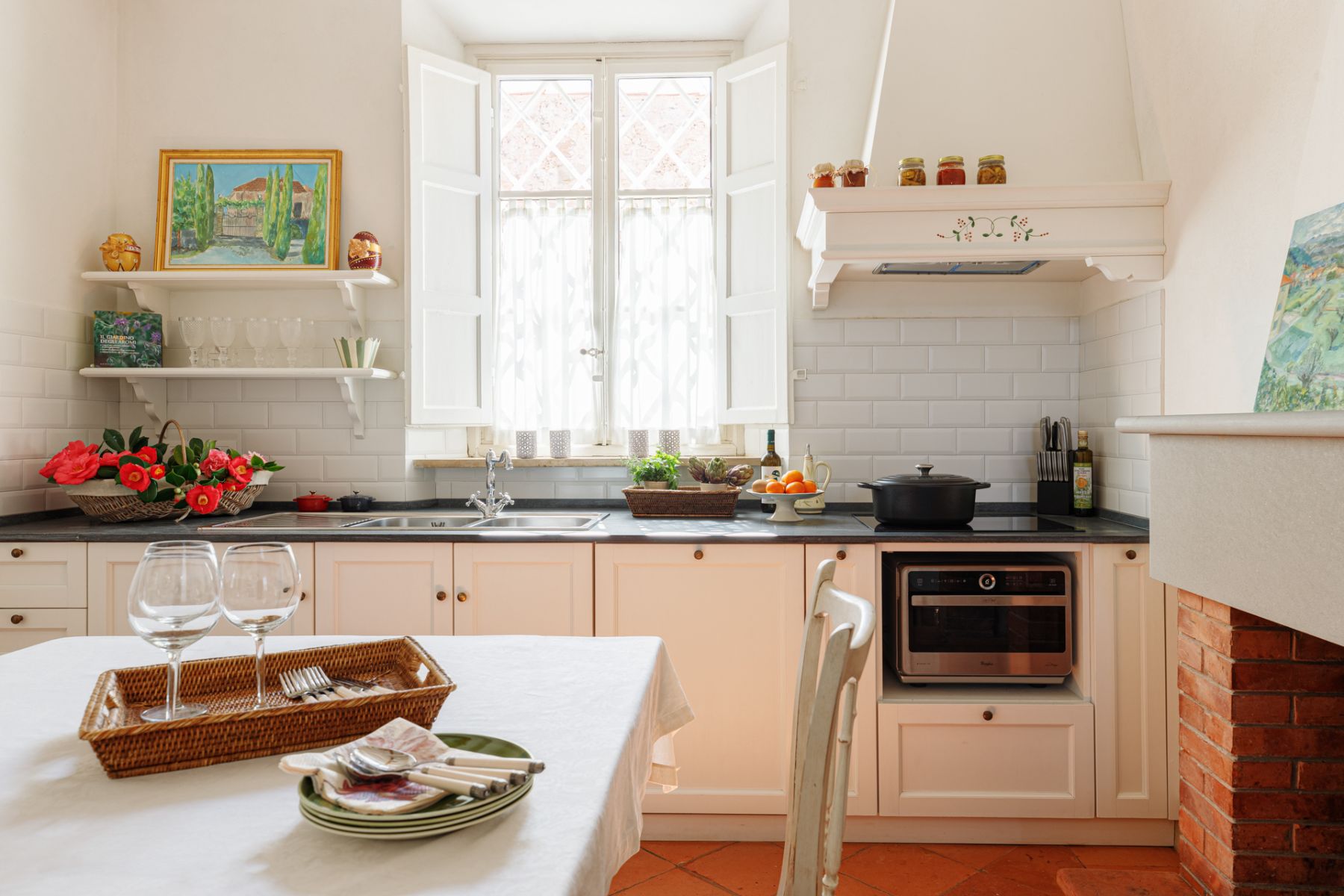Guesthouse kitchen at Villa Vorno in Tuscany