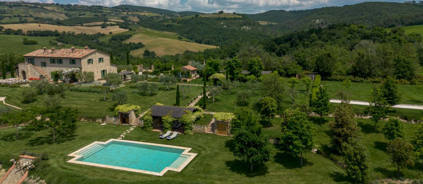 An aerial shot of Casale Le Rose.