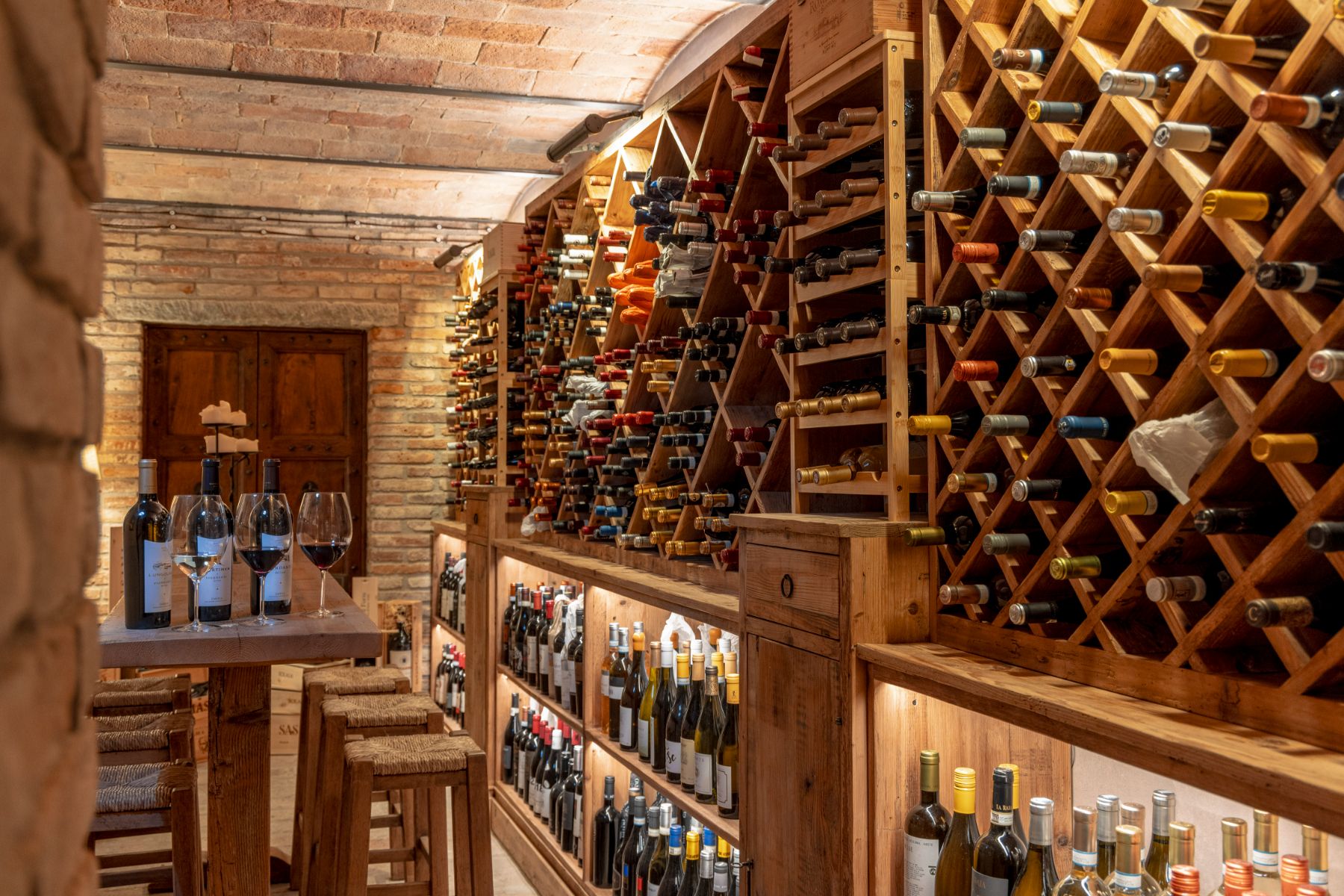 Wine cellar at villa Il Convento in Umbria