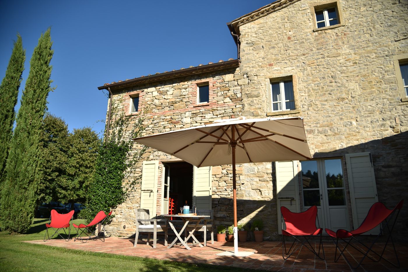 The outdoor patio area at Villa il Falco.