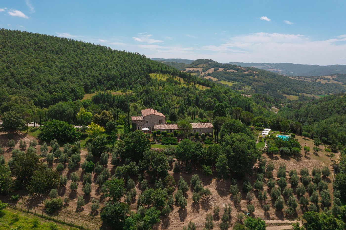 A beautiful, hilly, landscape visible from Villa il Falco.