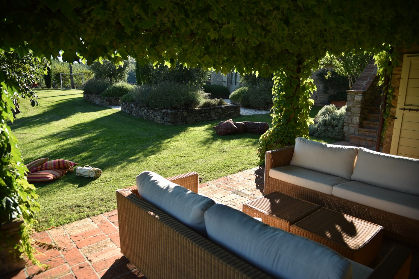 The outdoor lounge area at Villa il Falco.