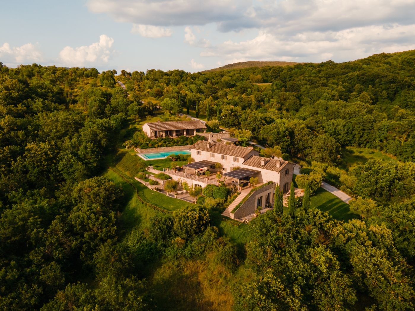 The stunning exterior and surrounding grounds of La Cascinale.