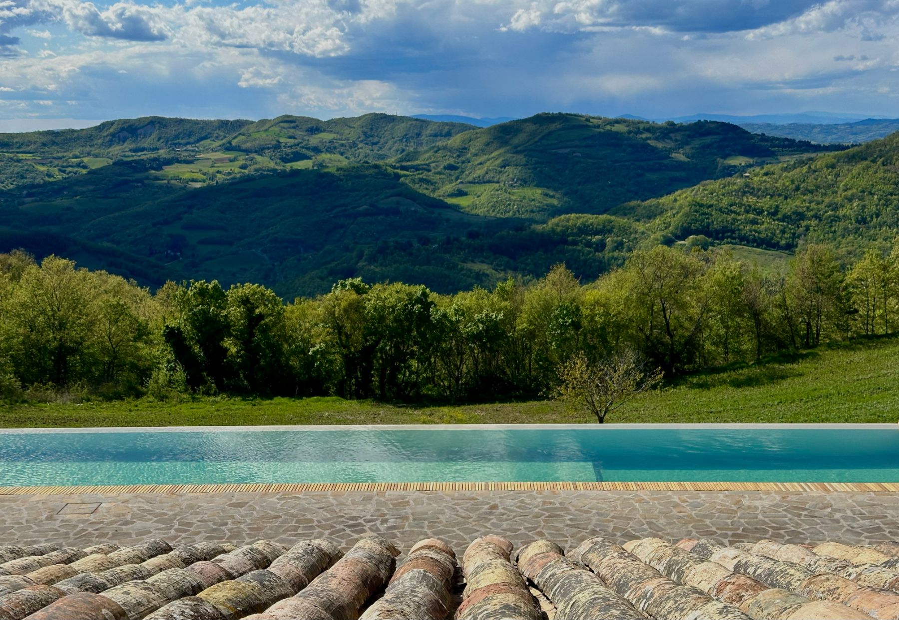 Landscape view from pool at L'Eremo in Umbria