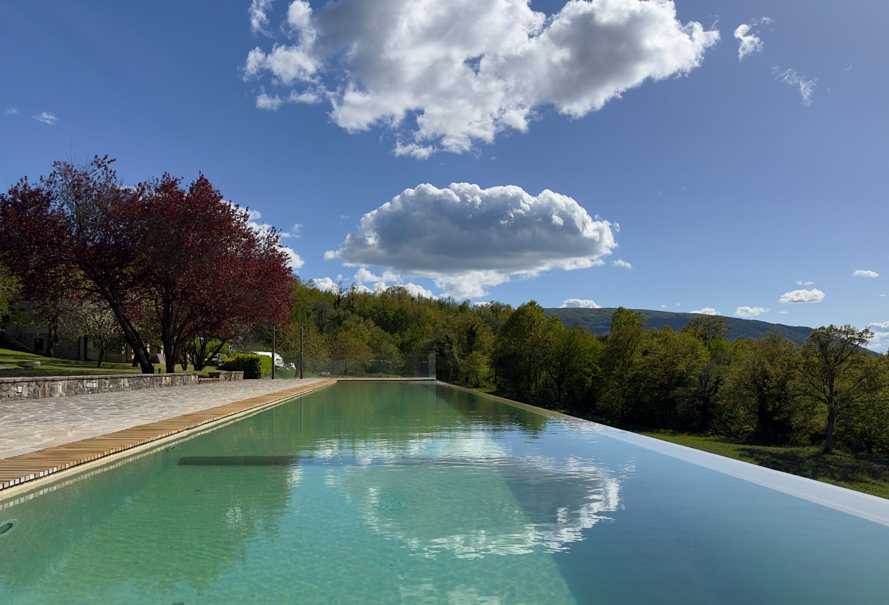 Long shot of pool at L'Eremo in Umbria