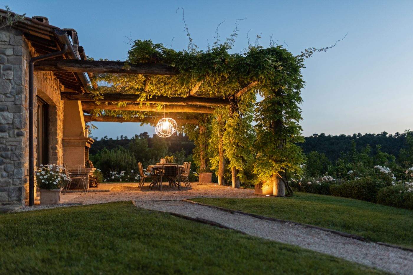The outdoor terrace at Mandola Piccola.