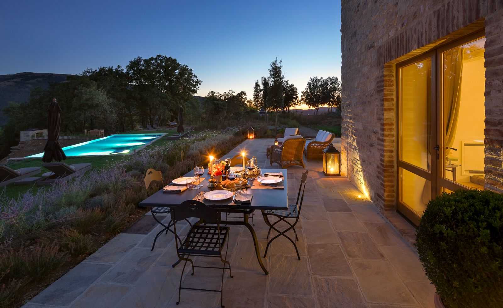the terrace at night
