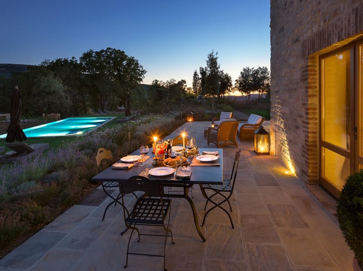 the terrace at night
