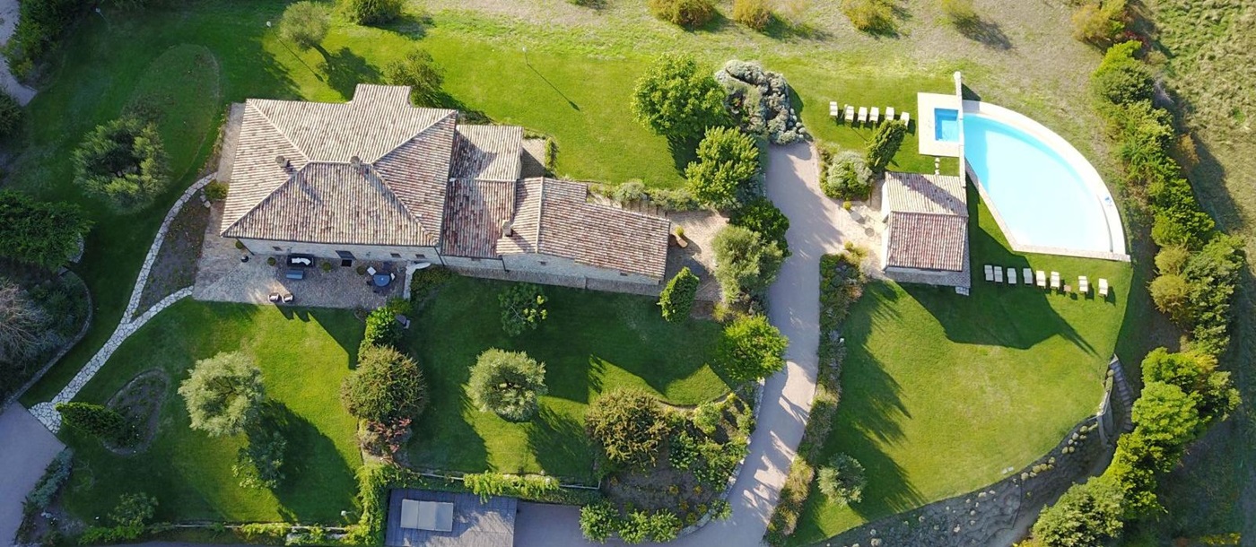Aerial view of Villa Arpeggio, Umbria 