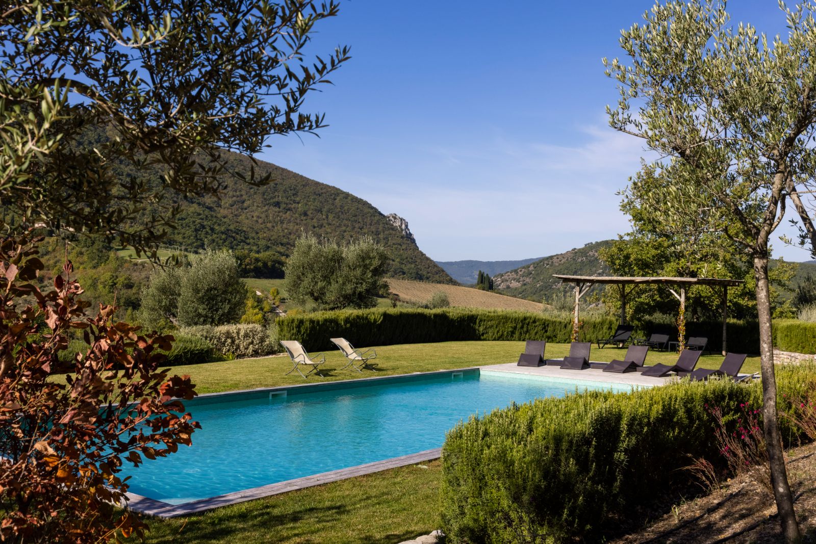 Pool and View at at Villa Il Canto in Umbria