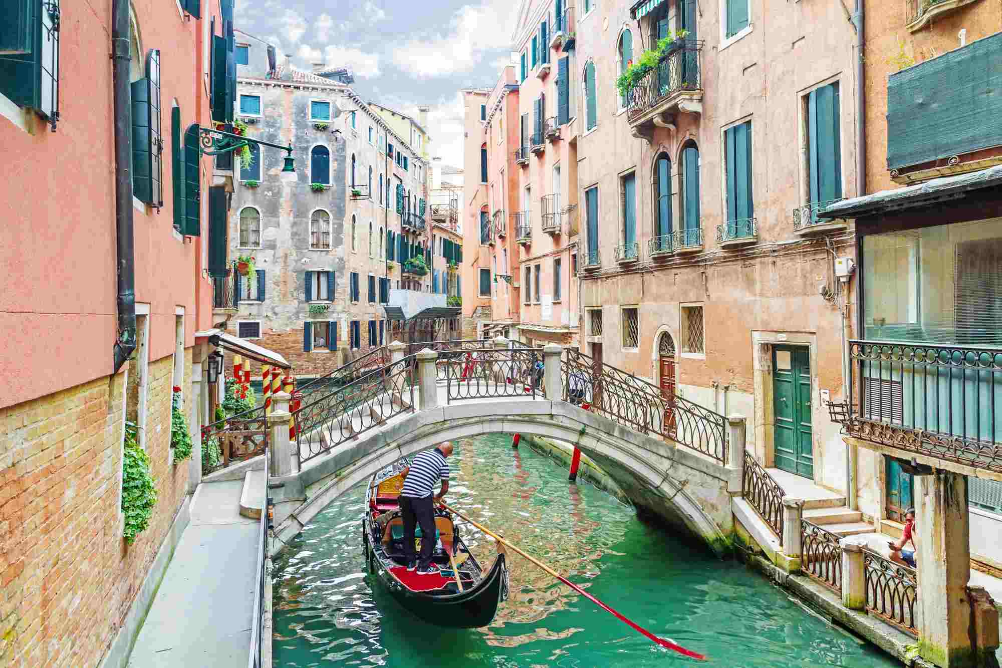 Canal and gondola in Venice