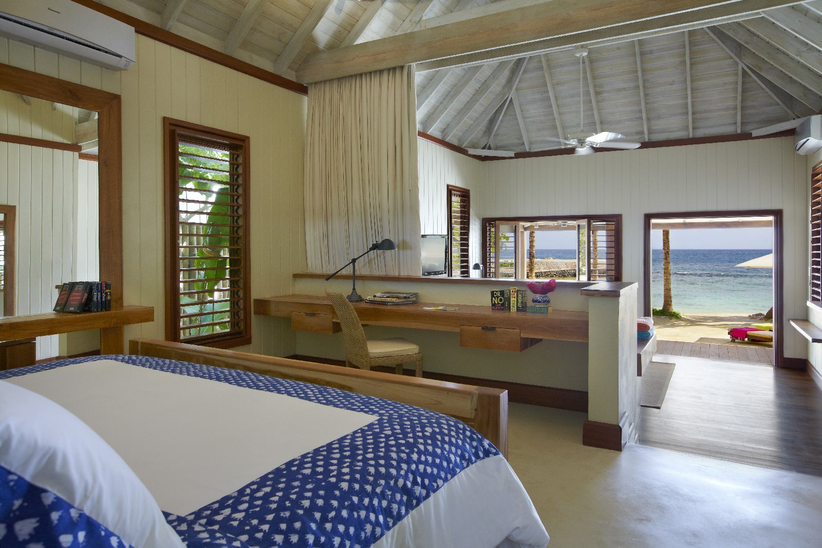 Interior of a beach cottage at GoldenEye Jamaica