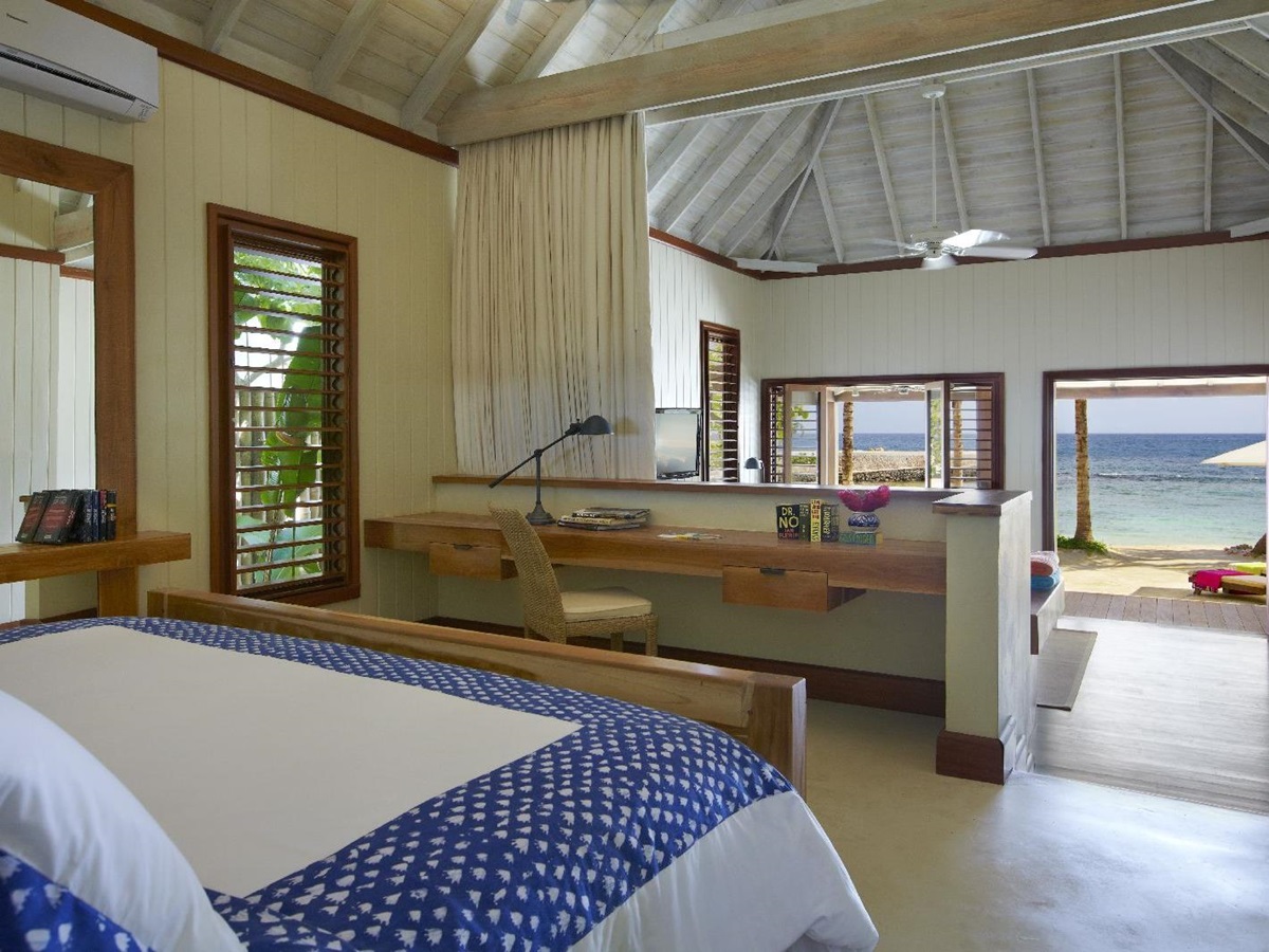 Interior of a beach cottage at GoldenEye Jamaica