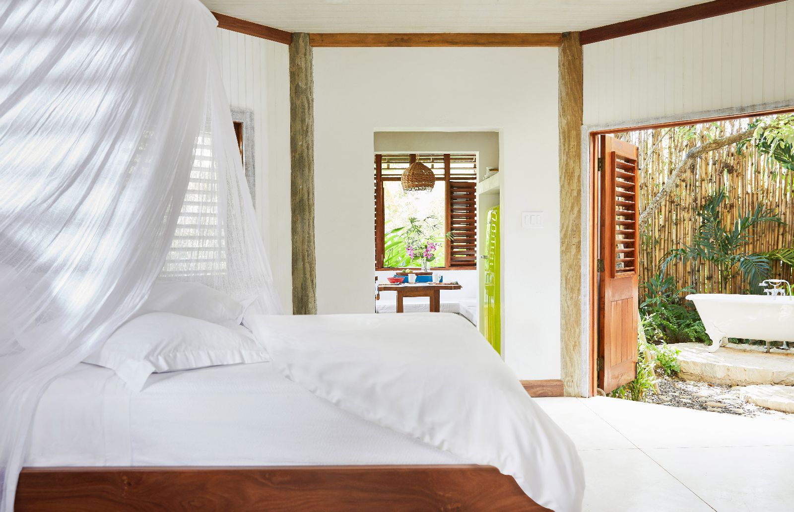 Interior of a beach hut at GoldenEye Jamaica