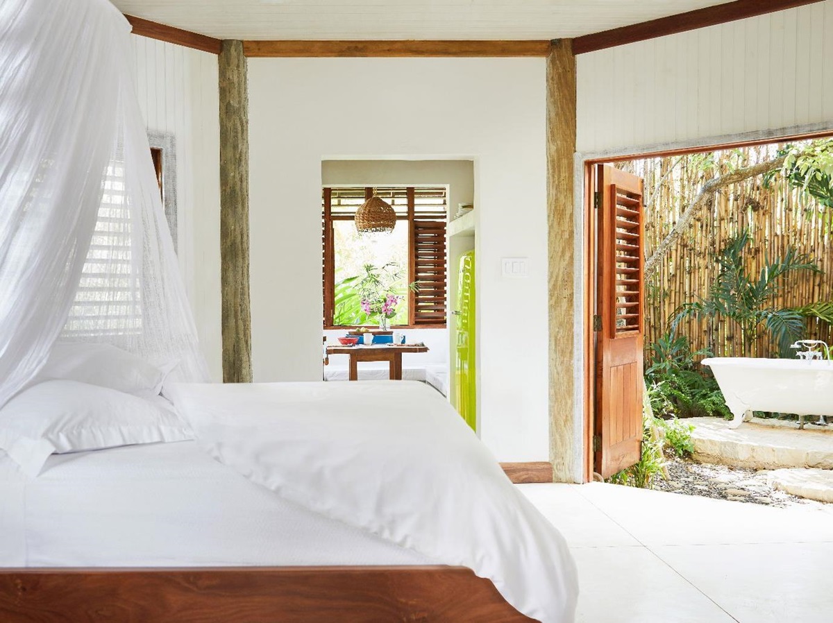 Interior of a beach hut at GoldenEye Jamaica