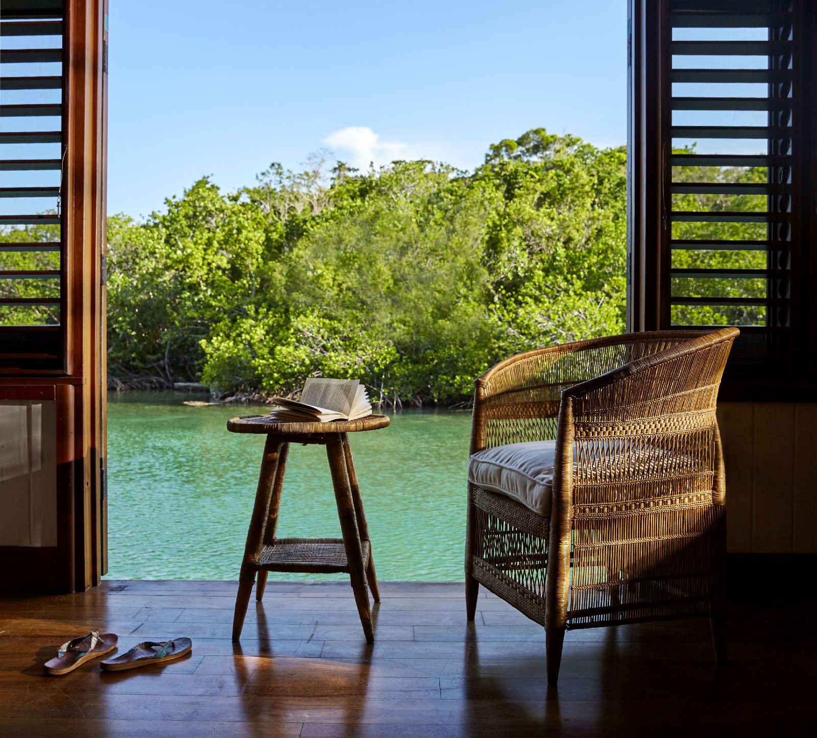 View from lagoon cottage at GoldenEye Jamaica