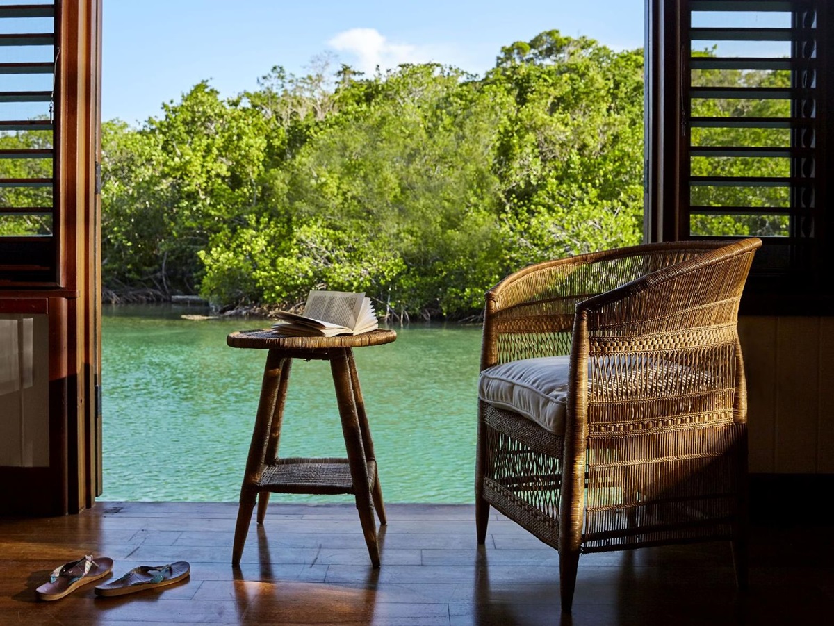 View from lagoon cottage at GoldenEye Jamaica