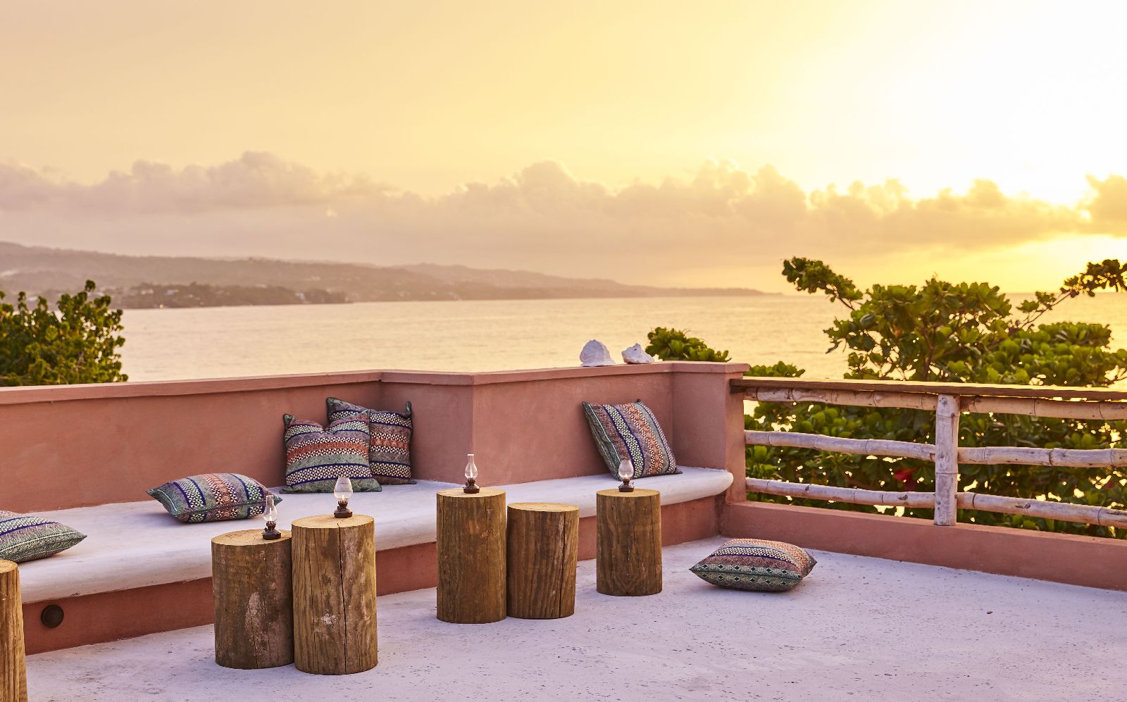 Terrace and sunset at GoldenEye Jamaica