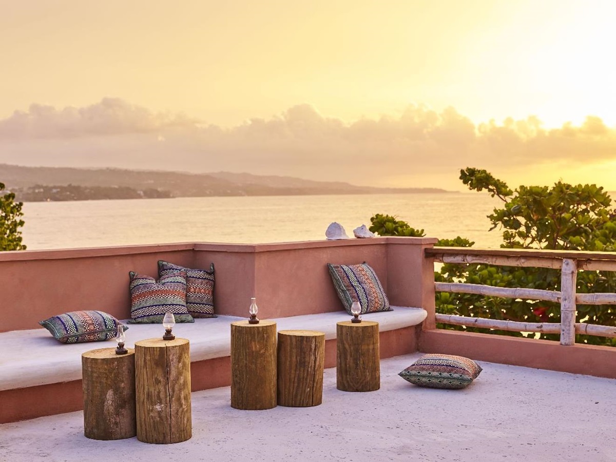 Terrace and sunset at GoldenEye Jamaica