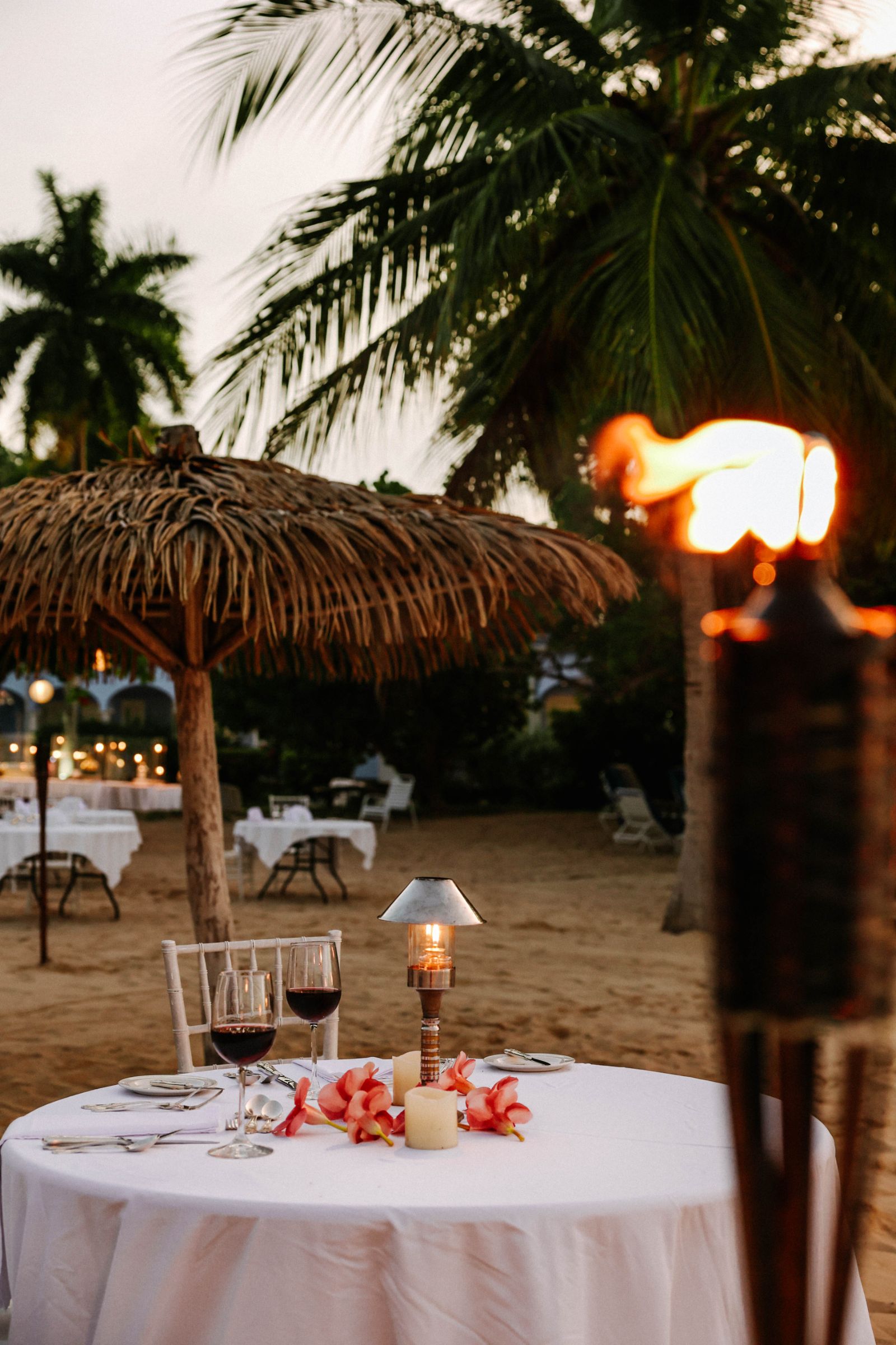 Private dinner on the beach at luxury resort Jamaica Inn in Jamaica